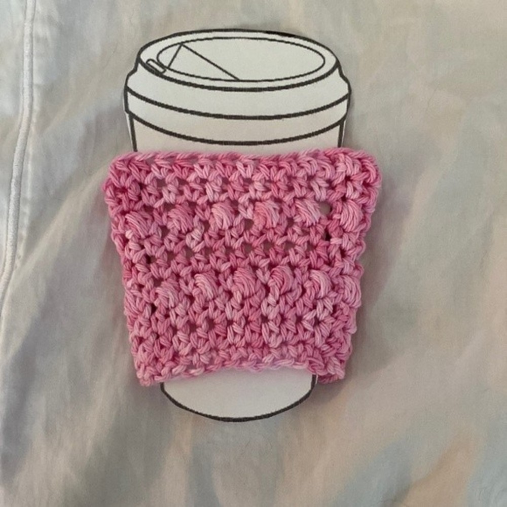 Crochet Pink Cotton Cup Coozie